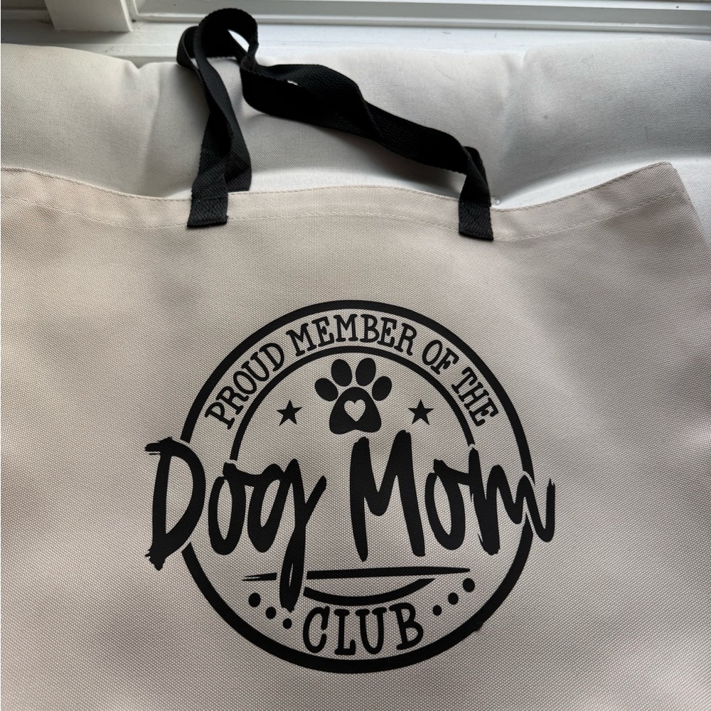Proud Member Dog Mom Club Tote Bag - Black and Cream